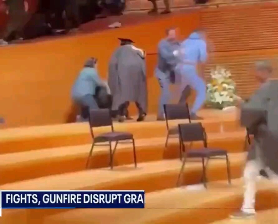 ⚠️ Massive brawl breaks out at a Los Angeles high school graduation for students on probation.