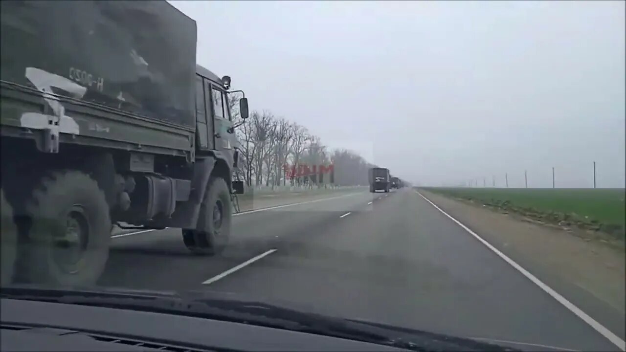 A column of Z trucks taking things to the Russian troops.