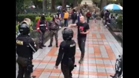 Ukrainian Friend Protest in Cuenca Parque Calderon Ecuador