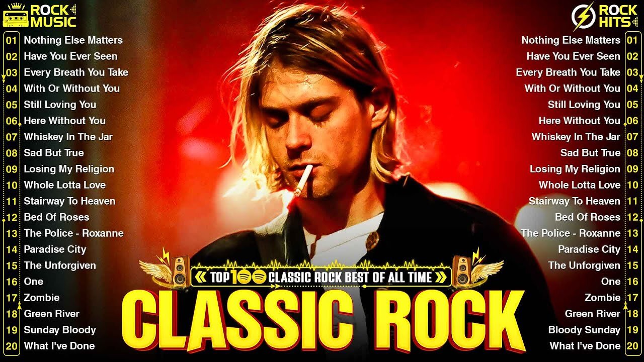 Classic Rock Greatest Hits 60s 70s 80s - Metallica, Nirvana, ACDC, Queen, Aerosmith, Bon Jovi, GNR