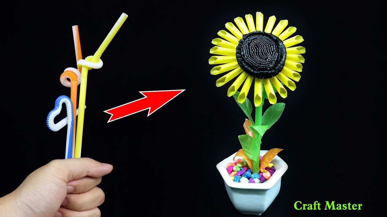 Make A Sunflower From Straws | Drinking Straw Crafts