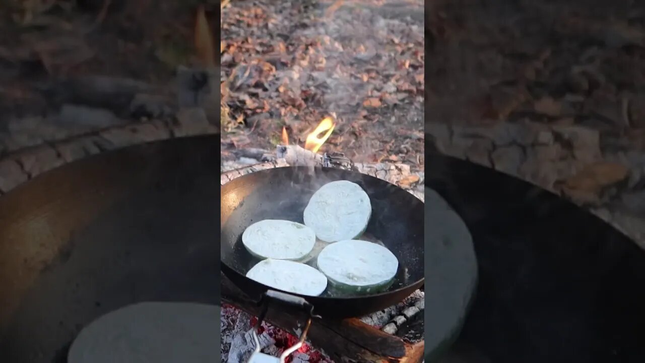 Fried Green Tomatoes Over Campfire with Goat Cheese and Horseradish!