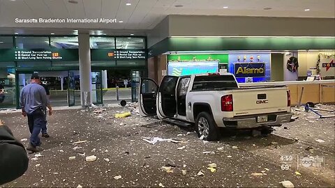 Truck crashes through baggage claim at Sarasota-Bradenton International