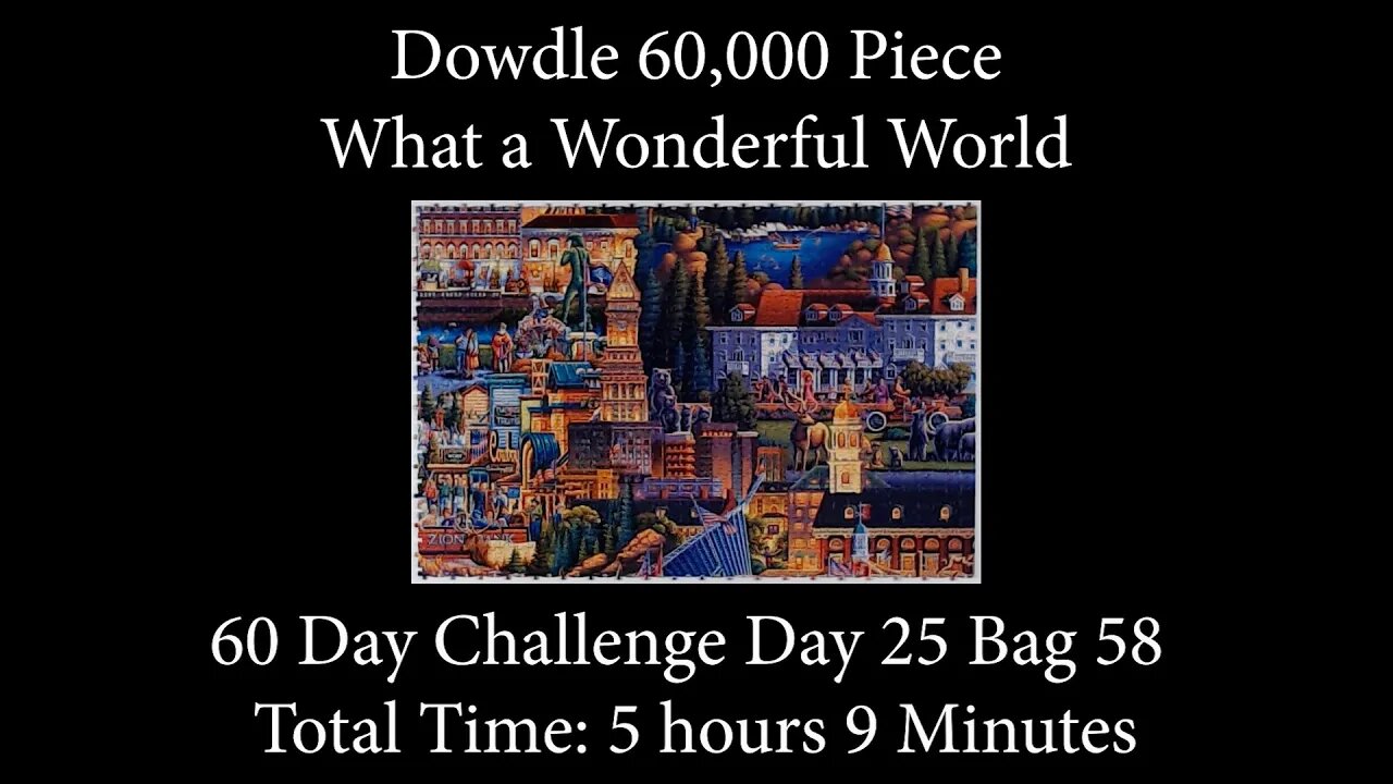 60,000 Piece Challenge What a Wonderful World Jigsaw Puzzle Time Lapse - Day 25 Bag 58!
