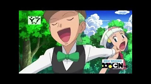 Pokemon Best Wishes: Cilan pushes Dawn out of his way