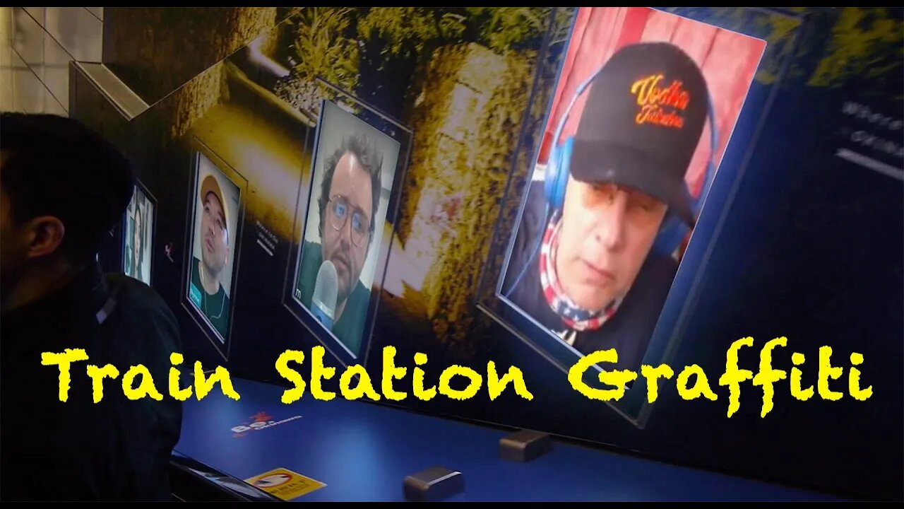TRAIN STATION GRAFFITI WITH COMEDIANS AND ACTORS