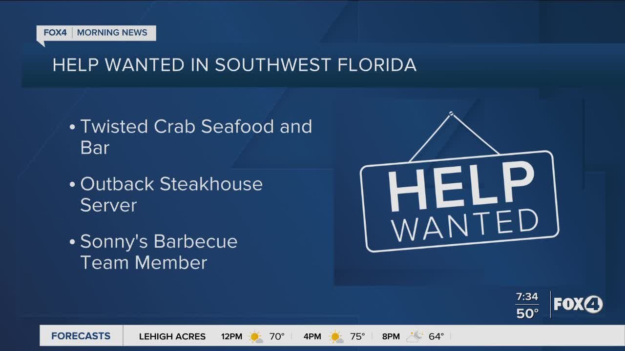 Twisted Crab Seafood and Bar, The Outback Steakhouse, and Sonny's Barbecue are hiring in Fort Myers