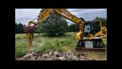 The last demolition of the foundations of the old transmission towers.