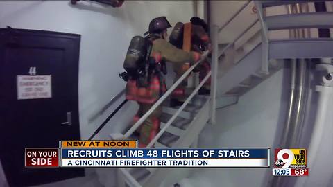 Recruits climb 48 flights of stairs