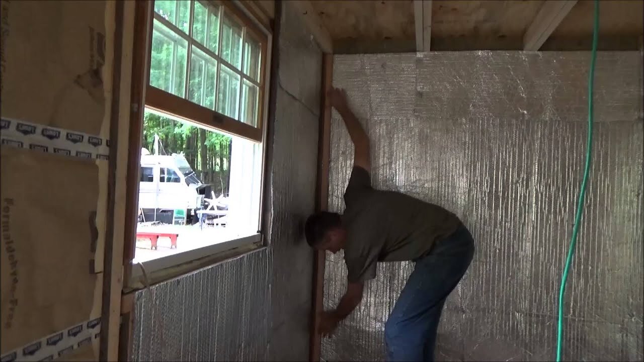 Installing Radiant Barrier And The First Paneling In My Tiny House S9