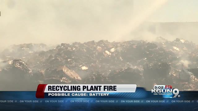 Crews battle recycling plant fire near Roger and Romero