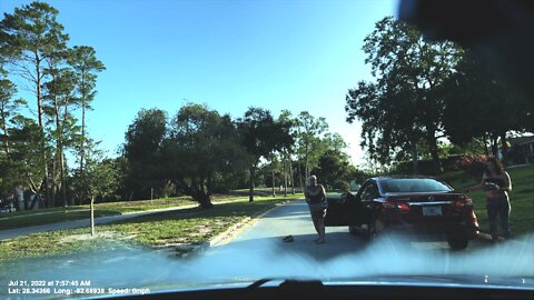 Holding up traffic to rescue a dead possum.