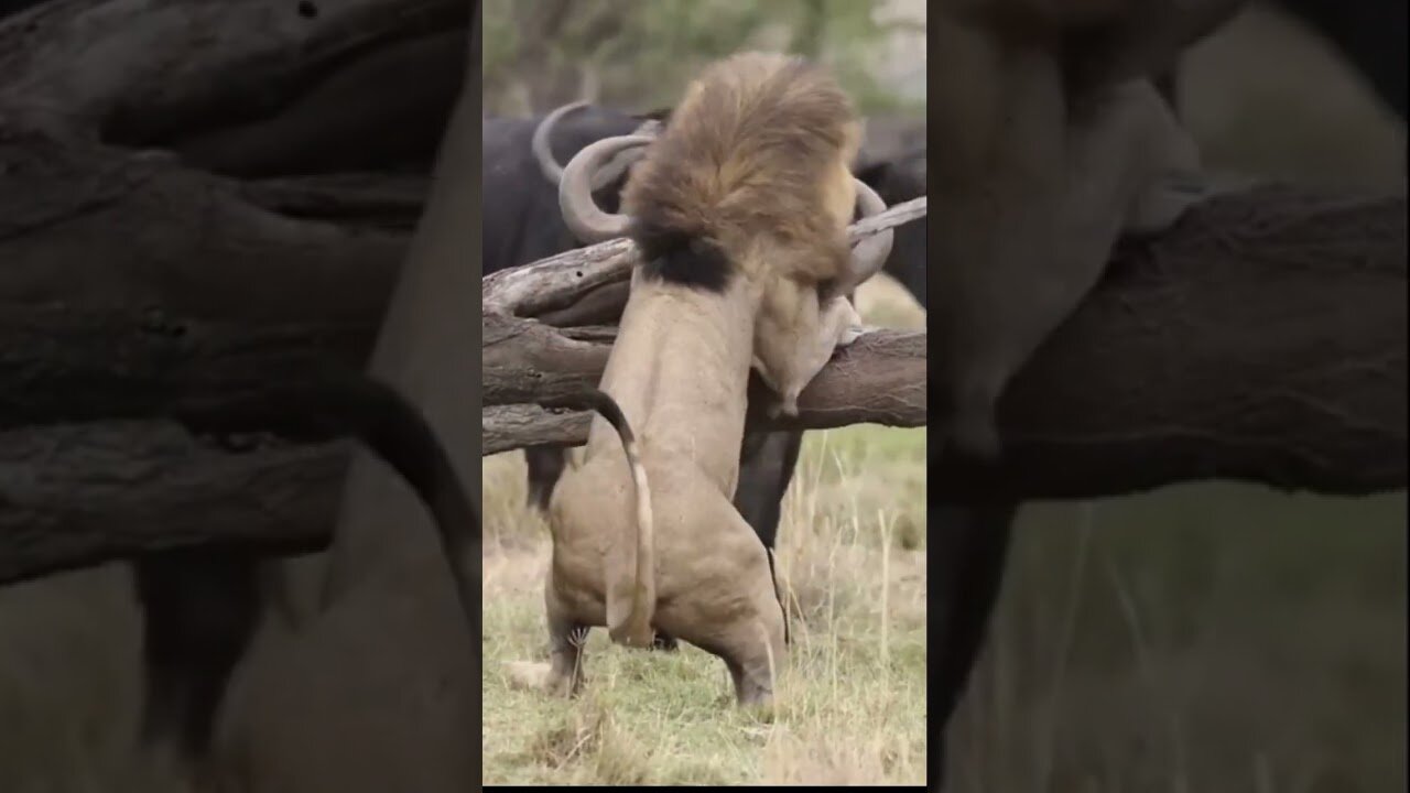 Buffalo fights back lion, who wins?