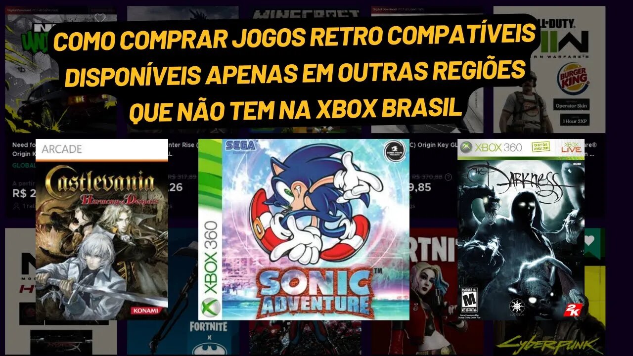 Como Comprar Jogos Retro compatíveis Disponíveis apenas em Outras regiões que não tem na Xbox Brasil