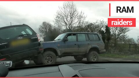 Video of frightening moment animal activists were repeatedly RAMMED by a 4x4 while driving to a hunt