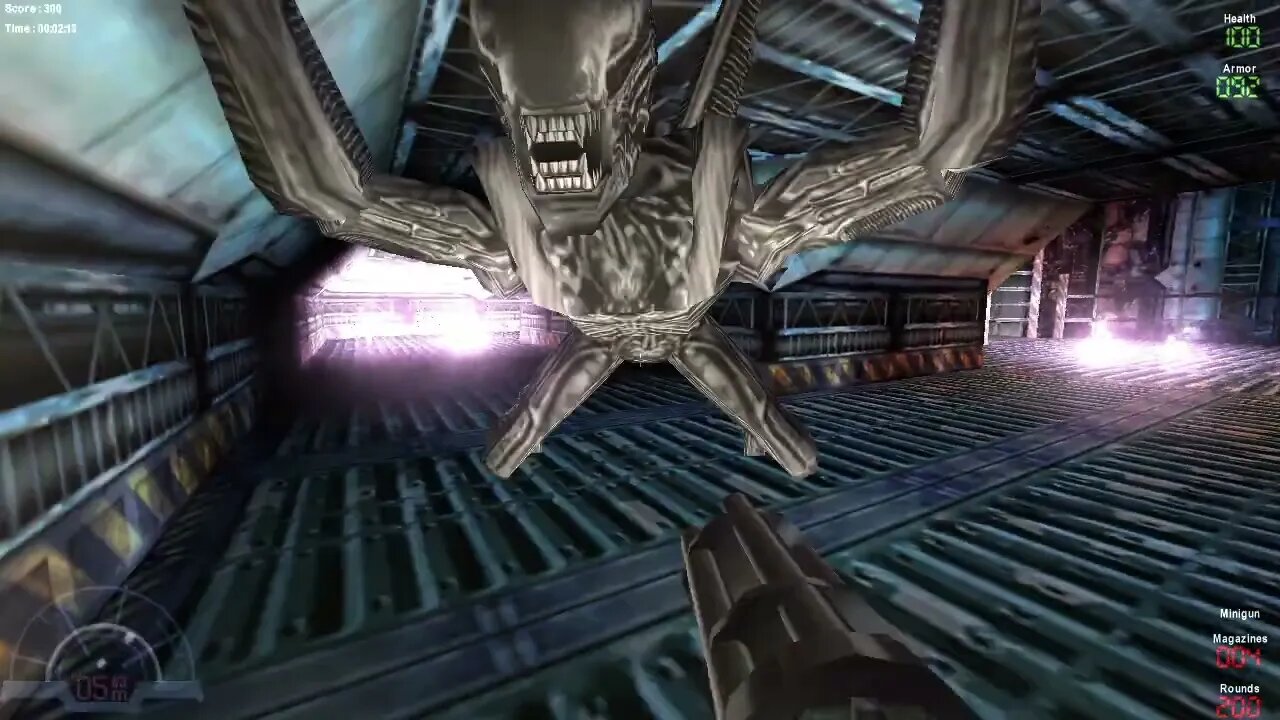 Classic AVP 2000; skirmish mode; trapped, marine with minigun; sorta okay, but not really.