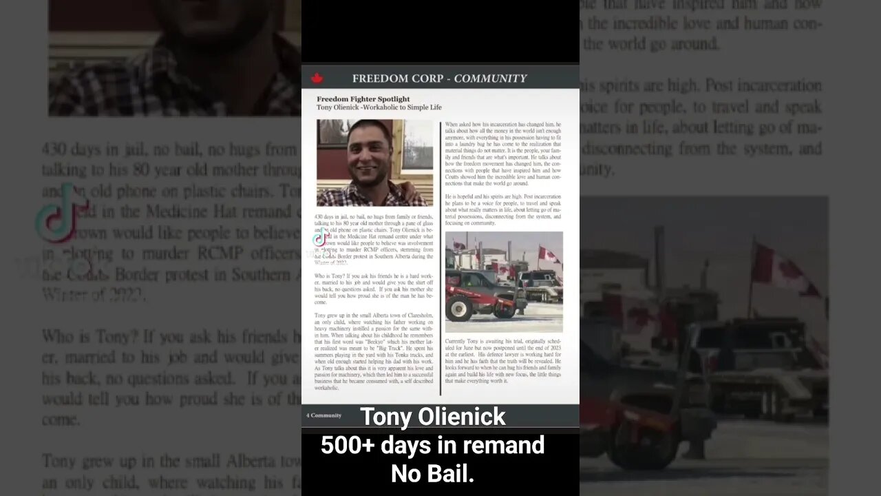 Tony Olienick - Political Prisoner