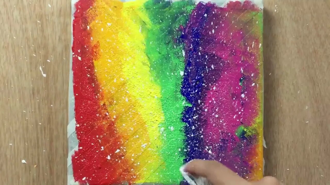 Rainbow Abstract Painting with Masking Tape 10