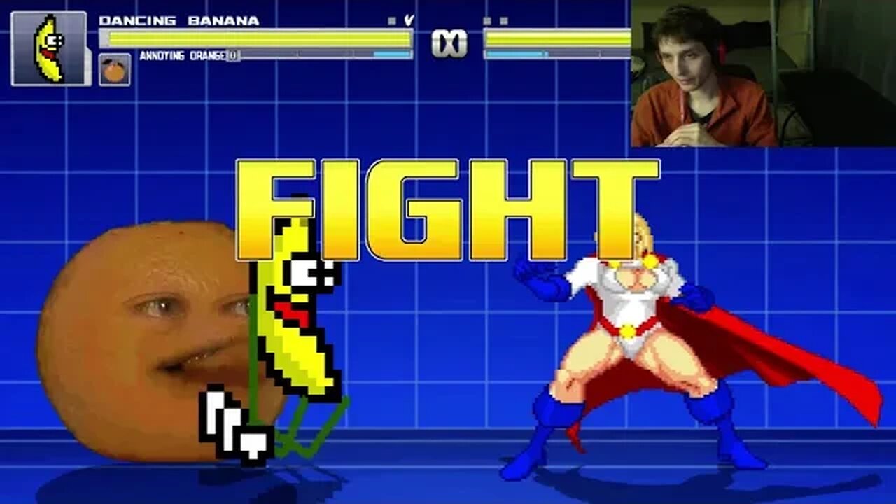 Fruit Characters (Annoying Orange And Dancing Banana) VS Power Girl In An Epic Battle In MUGEN