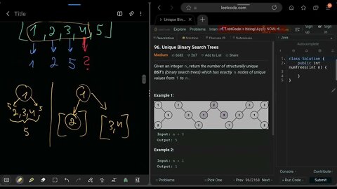 Leetcode 96 Unique Binary Search Trees - Medium