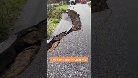 A partial road collapse caught on cam in California! Y’all Be safe out there! #shorts #viral #fyp