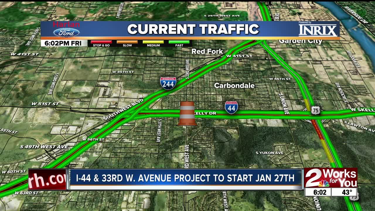 I-44 and 33rd West Avenue project to start Jan. 27