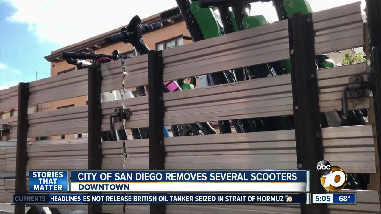 City of San Diego removes scooters in parts of downtown