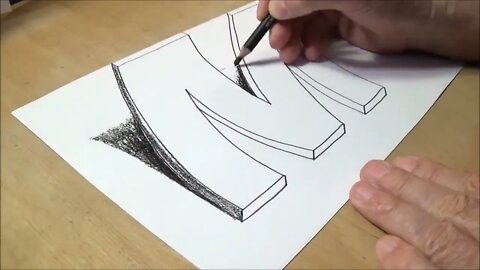 How to Draw 3D Letter M - Drawing with pencil - Awesome Trick Art.