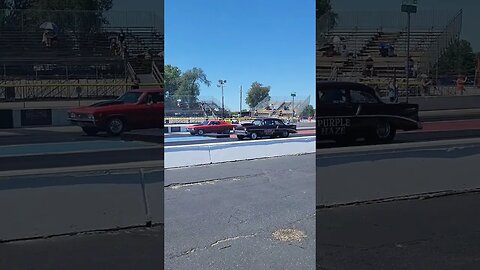 Watch for the win light. 67 Chevelle vs 56 Chevy
