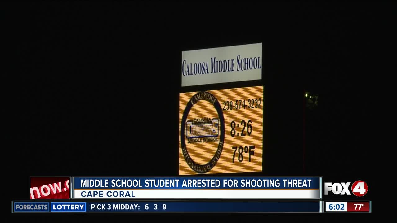 Middle school student arrested for shooting threat