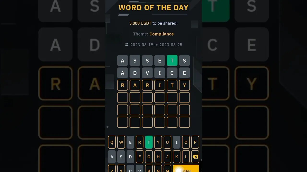 6 letter WOTD answer binance today || word of the day 6 letter binance