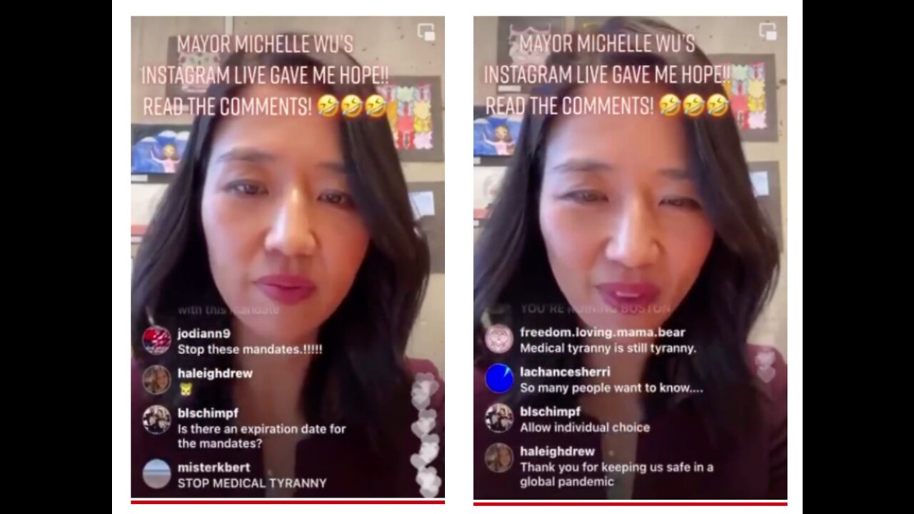 Watch as Boston Mayor Michelle Wu goes Live on Instagram and Ignores the Mandate Questions