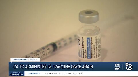 Calif. to administer J&J vaccine once again