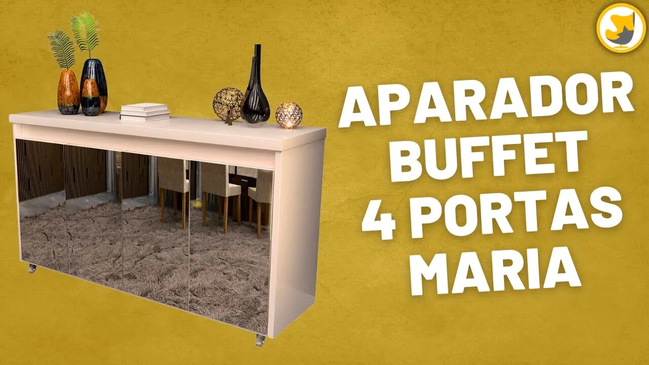 Aparador Buffet 4 Portas Espelhadas Maria Minas Plac