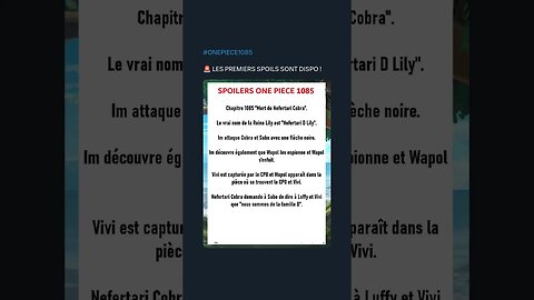 #ONEPIECE1085 🚨 LES PREMIERS SPOILS SONT DISPO