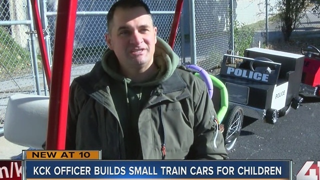 KCK officer makes mini train for kids in need