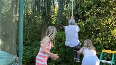 Man proves you're never old to go ziplining