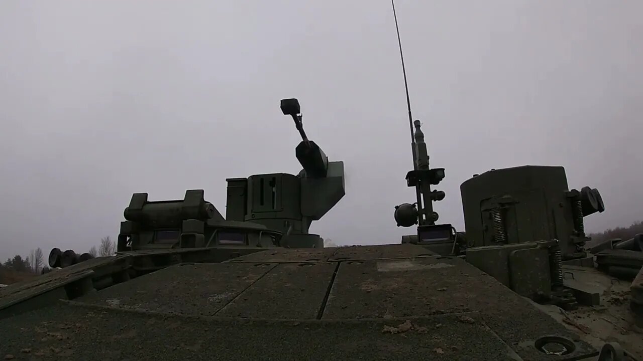 The combat exercise of Russian T-90M Proryv-3 tank in rear area of Ukraine Operation