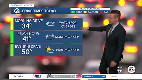 Metro Detroit Forecast: Slick morning roads; mild afternoon