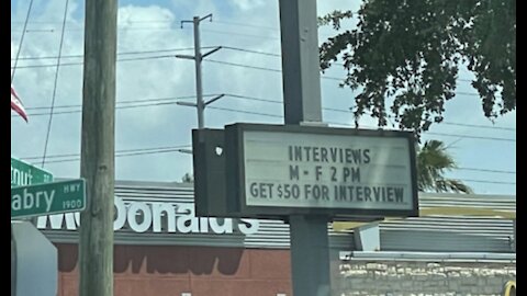 A McDonald's in Tampa, Florida, offers $50 to show up for a job interview.