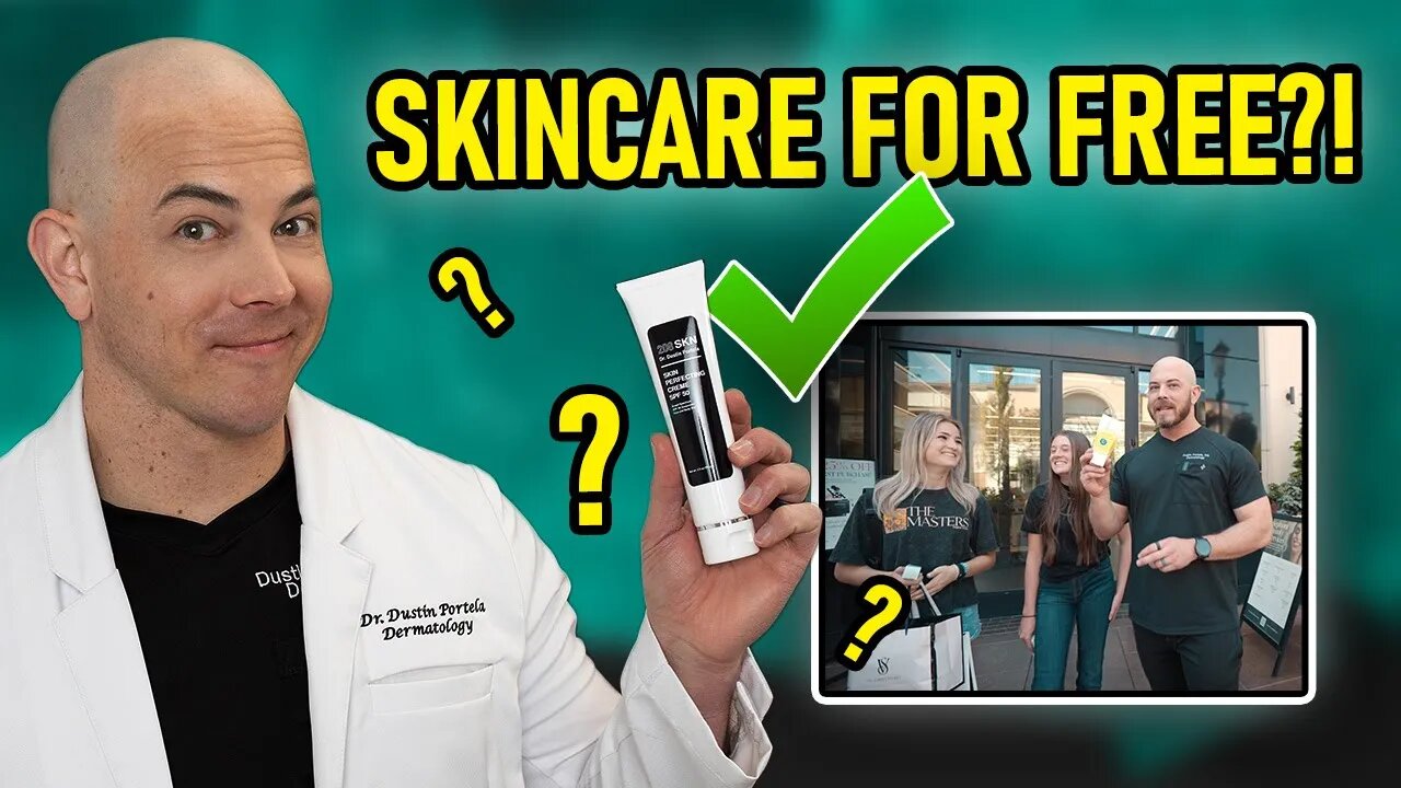 Giving LOTS of Skincare Products Away to Strangers - Skincare Trivia with Dr. Dustin Portela