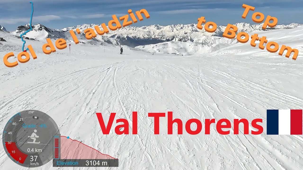 [4K] Skiing Val Thorens Les3Vallées, Col de l'audzin to Boismont Top to Bottom, France, GoPro HERO11