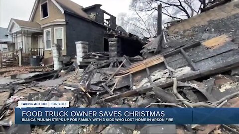 Food truck owner donates to family who lost home in fire