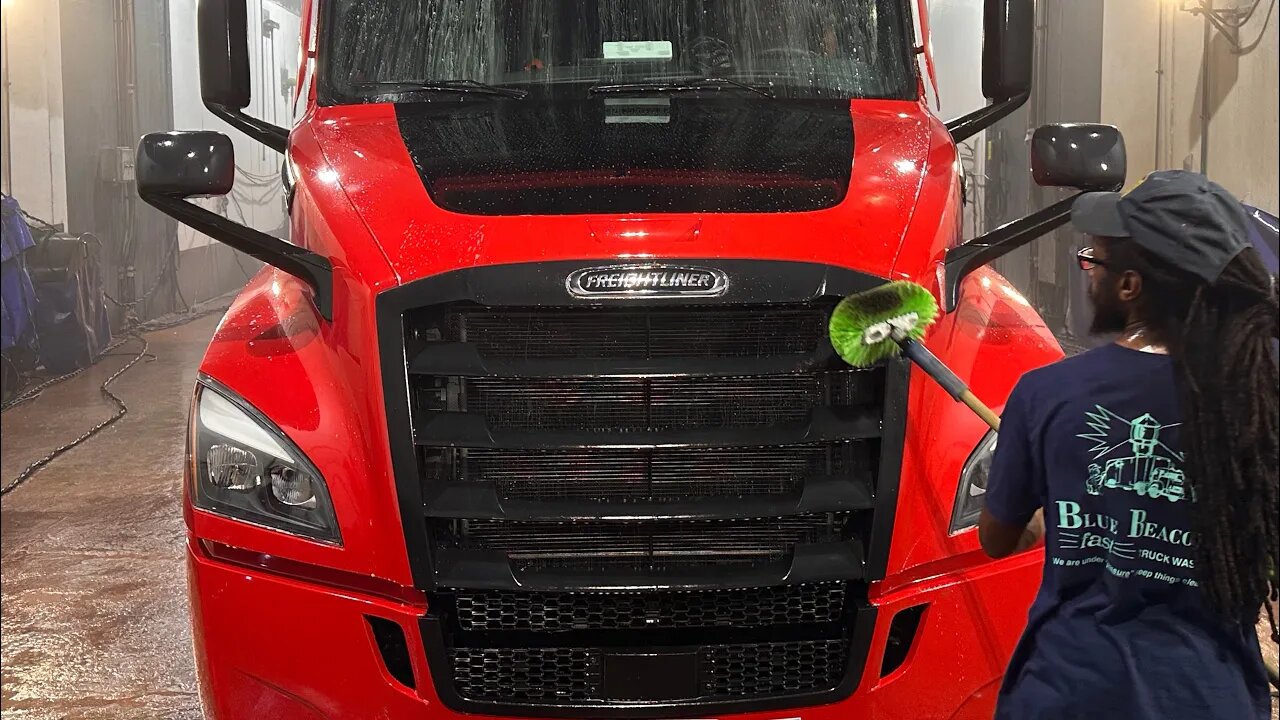 Maintaining a Clean Red Semi Truck