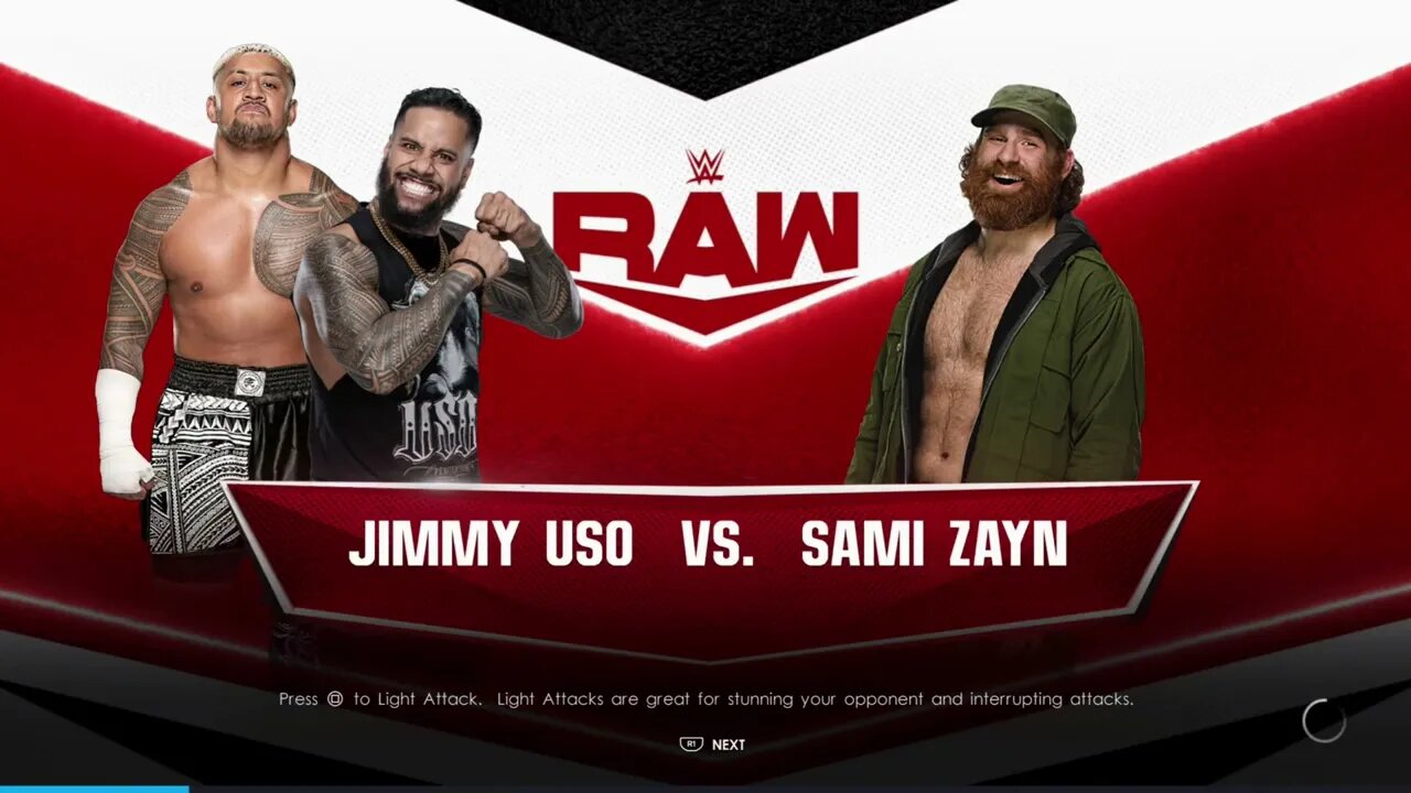 WWE Monday Night Raw Jimmy Uso w Solo Sikoa vs Sami Zayn