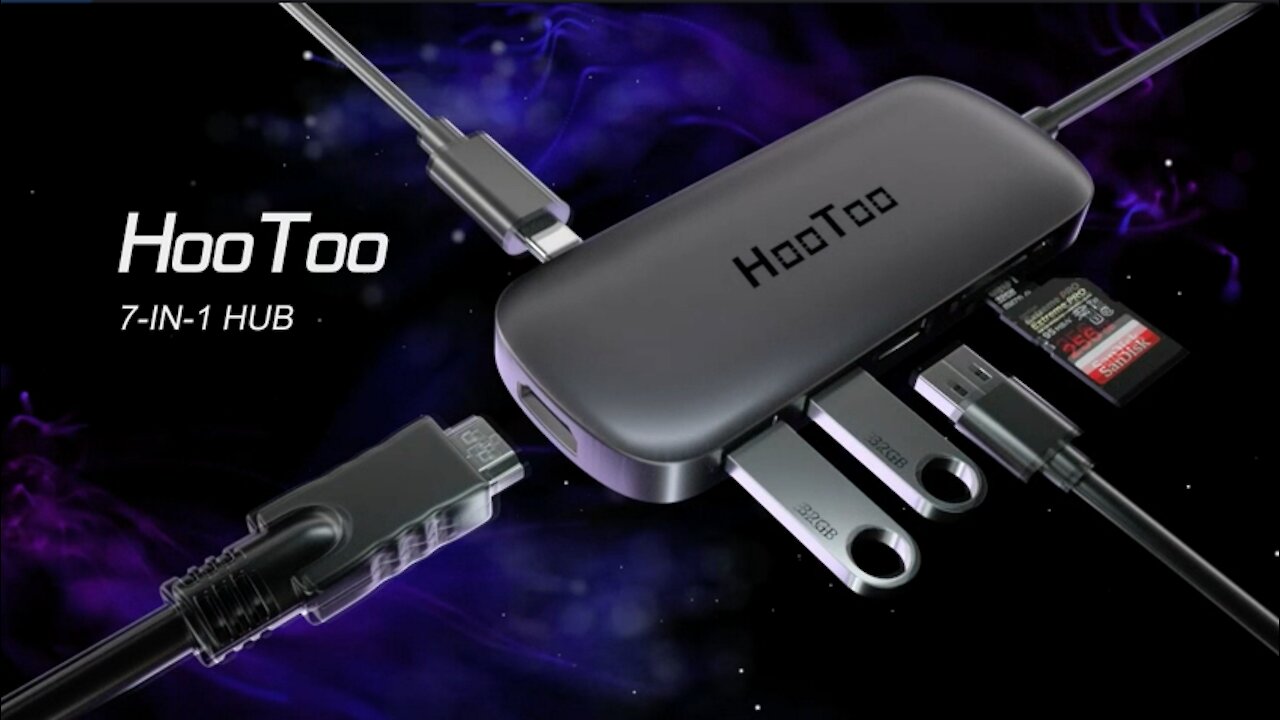 HooToo USB C Hub, 7 in 1 USB C to 4K HDMI Adapter with 100W PD Charging, 3 USB 3.0 Ports