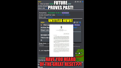 Letter to 45 DJTrump, The Great Reset + other news.