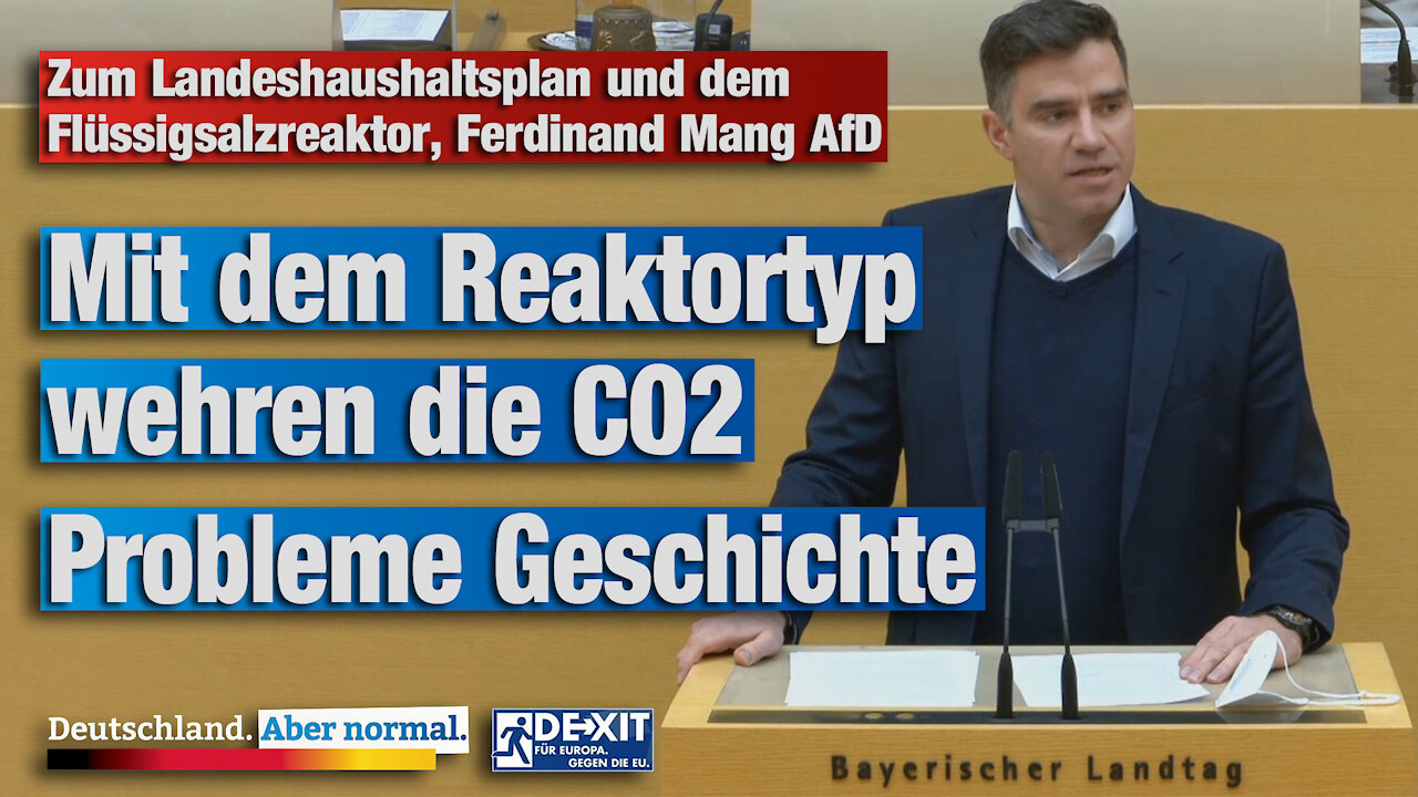 Zum Landeshaushaltsplan und den Flüssigsalzreaktor, Ferdinand Mang AfD