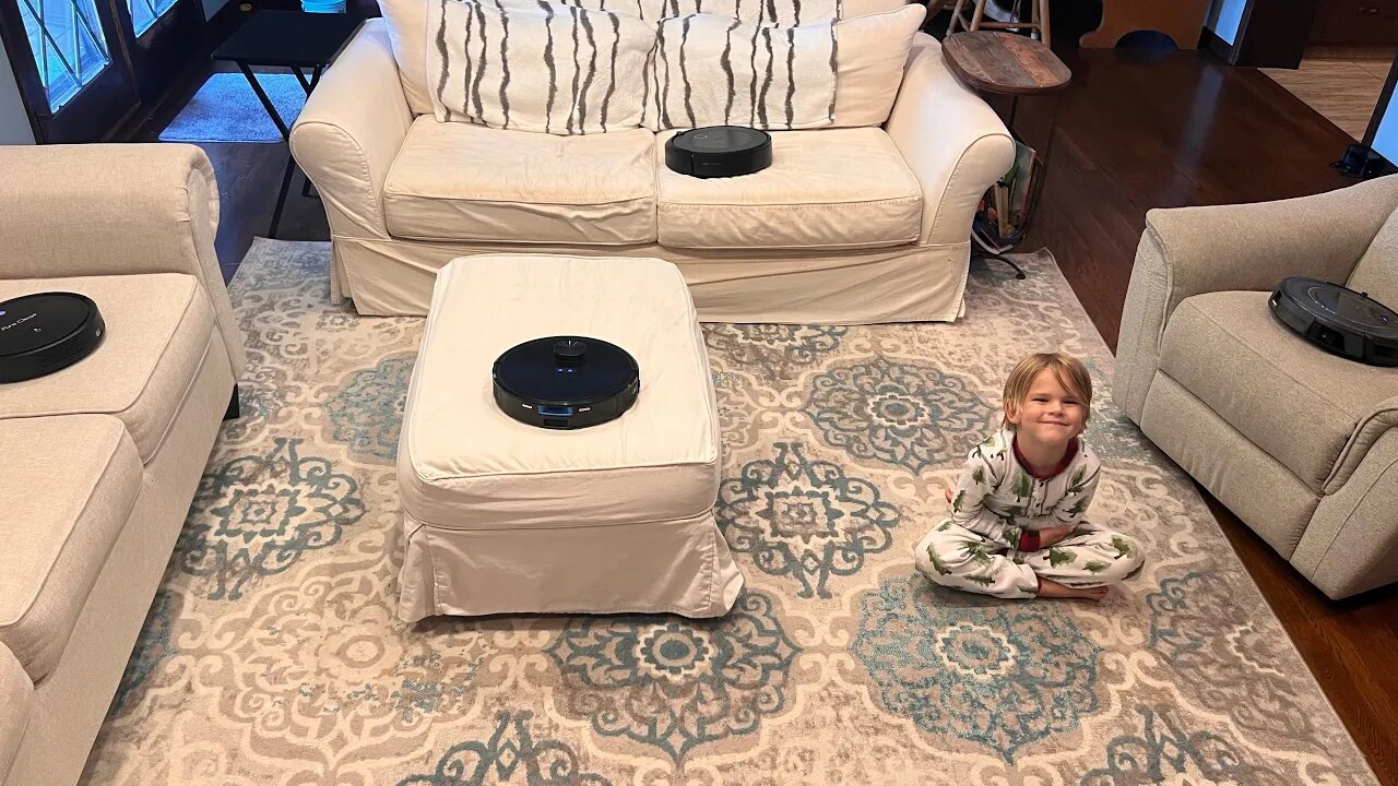 How well can 4 Robot Vacuums clean the living room??? Spoiler… multiple falls! 😵‍💫