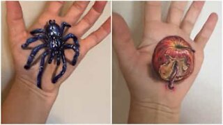 Arte corporal assustadora em 3D para o Halloween